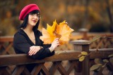 With leaves in hand