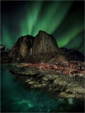 Northern Lights over houses