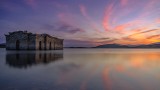 Submerged church sunset
