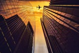 Sunset between skyscrapers